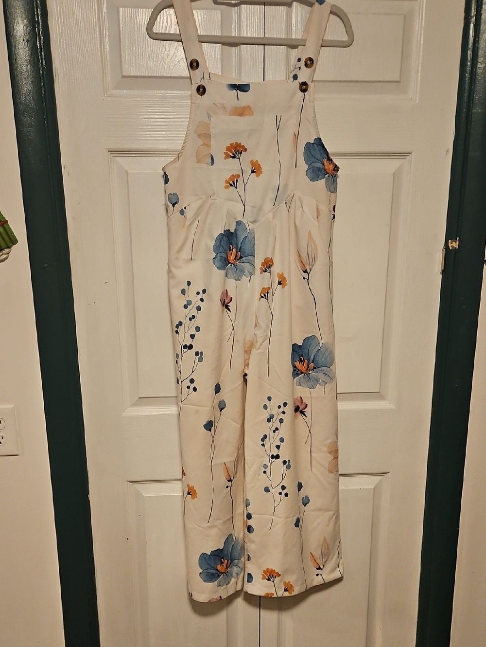 Floral Cream Wide-Leg Jumpsuit with Straps